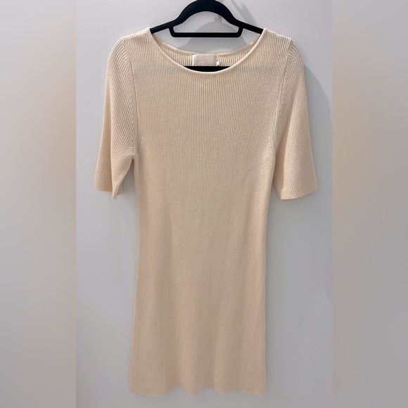 SANCIA Cream Knit Ribbed Dress - Picture 2 of 4